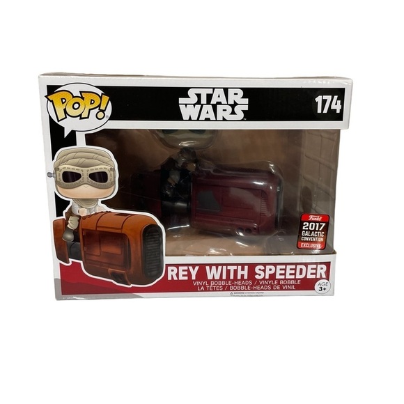Funko Pop! Rides Star Wars, Rey with Speeder [Galactic Convention] # 174 - Picture 1 of 6